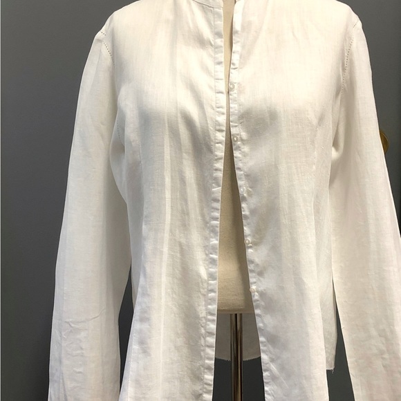 NEXT White Linen Button Down Blouse, Sz 10 - Picture 2 of 12